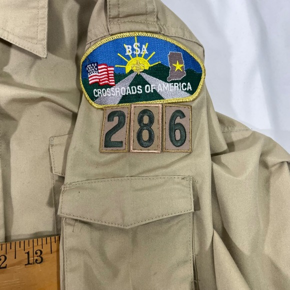 Boy Scouts of America Uniform Shirt Women's Short Sleeve Button Up Khaki Sz L - Picture 10 of 13